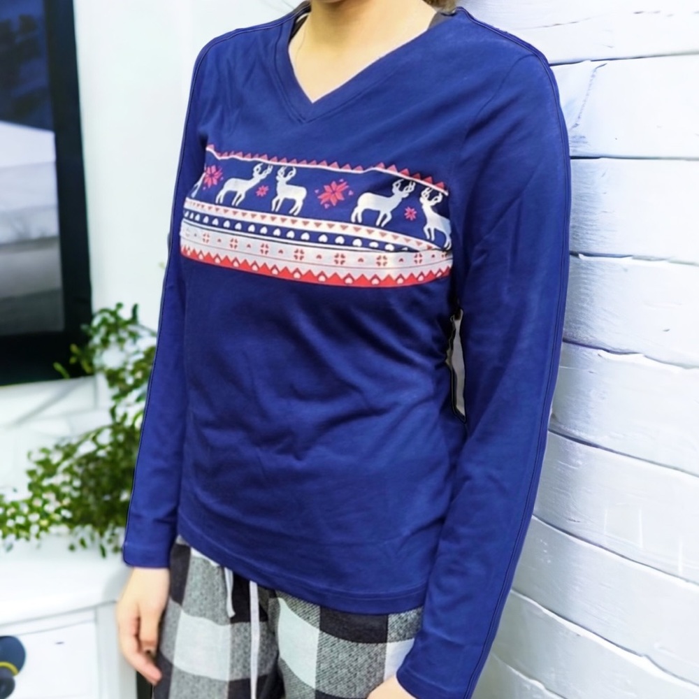 Legendary Whitetails Tee Cozy Cabin Lounge Top Long Sleeve Pajama Deer Sz Large